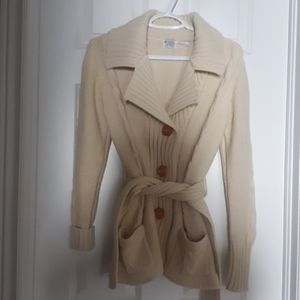 Vintage cream coatigan with tie belt